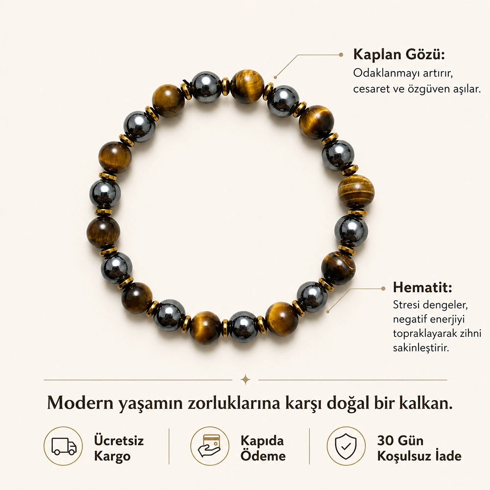 Velora Tiger | Kaplan Gözü & Hematit Bileklik